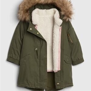GAP Kids NEW 3-in-1 Parka Hooded Jacket Coat Toddler Girls Army Green Sz 4T NWT